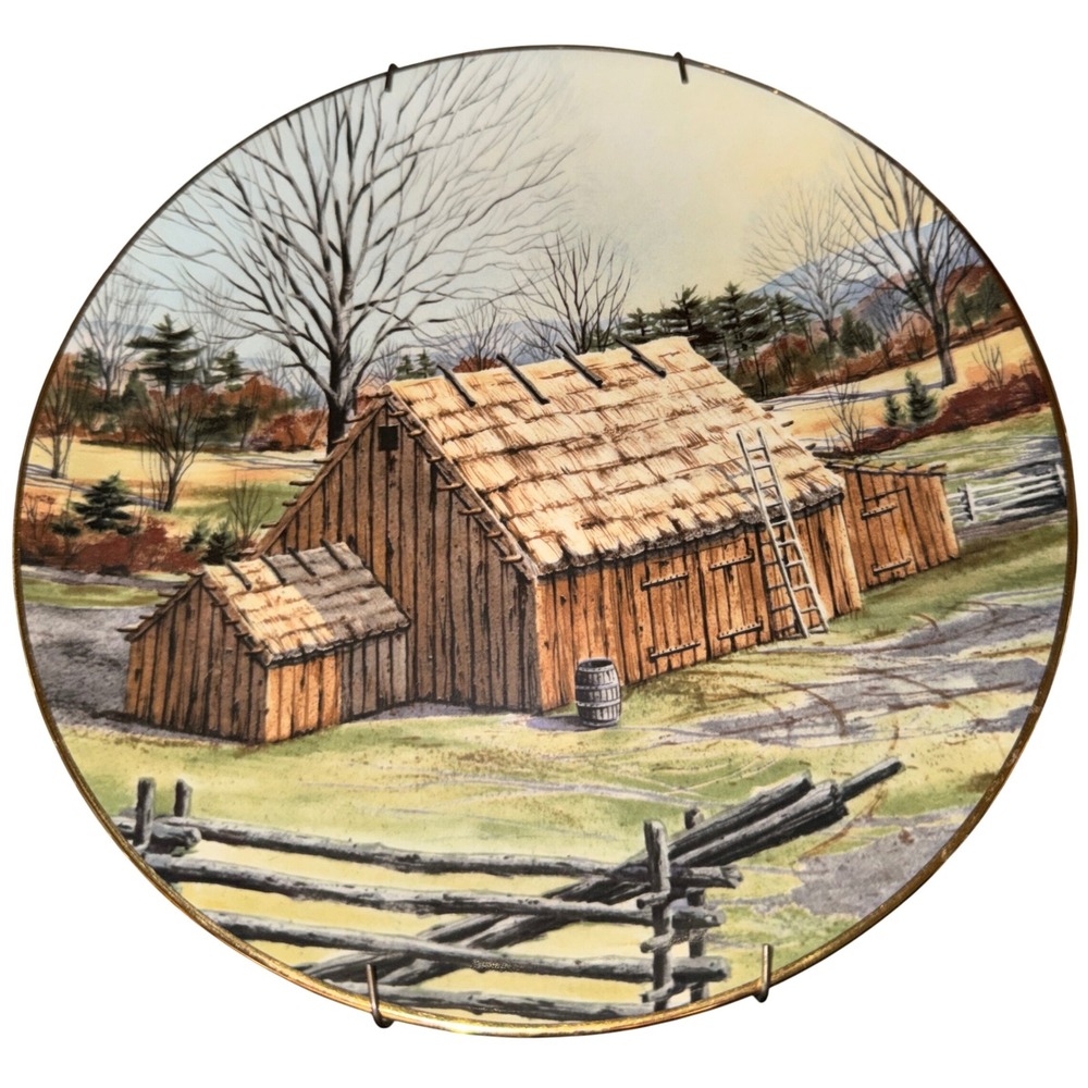 Franciscan Porcelain The Vanishing American Barn Thatched Barn‎ Plate 1983